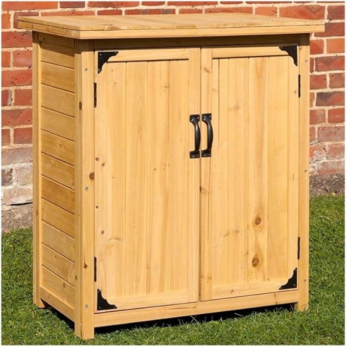 Cravog Wooden Garden Storage Box Outdoor Cupboard Cedar Top Small Shed Amazon.co.uk Garden