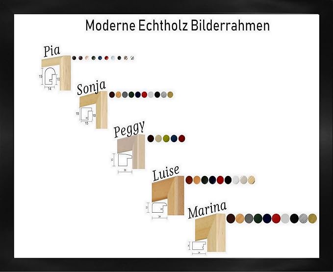 Marina Bilderrahmen 30 x 40 cm Massivholz Profil Modern kantig 40x30 cm erhältlich in 14 Farben, Hier Schwarz Echtglas klar 2