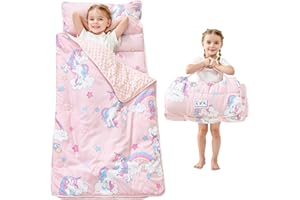 Lasoftan Toddler Nap Mat with Pillow and Blanket, Extra Large Rolled Napping Mats,Slumber Bags for Boys Girls,Kids Sleeping Bag for Daycare, Preschool Travel Camping