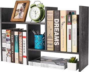 EasyPAG Kleines Schreibtischregal aus Holz, verstellbares Mini