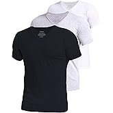 Comfneat Men's 3-Pack Undershirts Stretchy Cotton Spandex T-Shirts V-Neck Shirts for Men