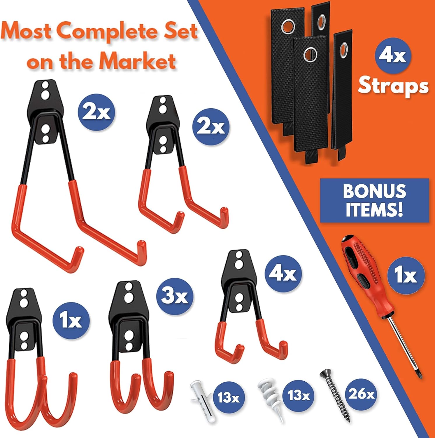 NEAT SPACE Garage Hooks Heavy Duty [ 17 Piece Set ] - Our Garage Hooks Wall Mount to Any Surface; Garage Organization and Storage; Garage Storage Hooks; Garage Hangers; Garage Wall Hooks Heavy Duty - - 