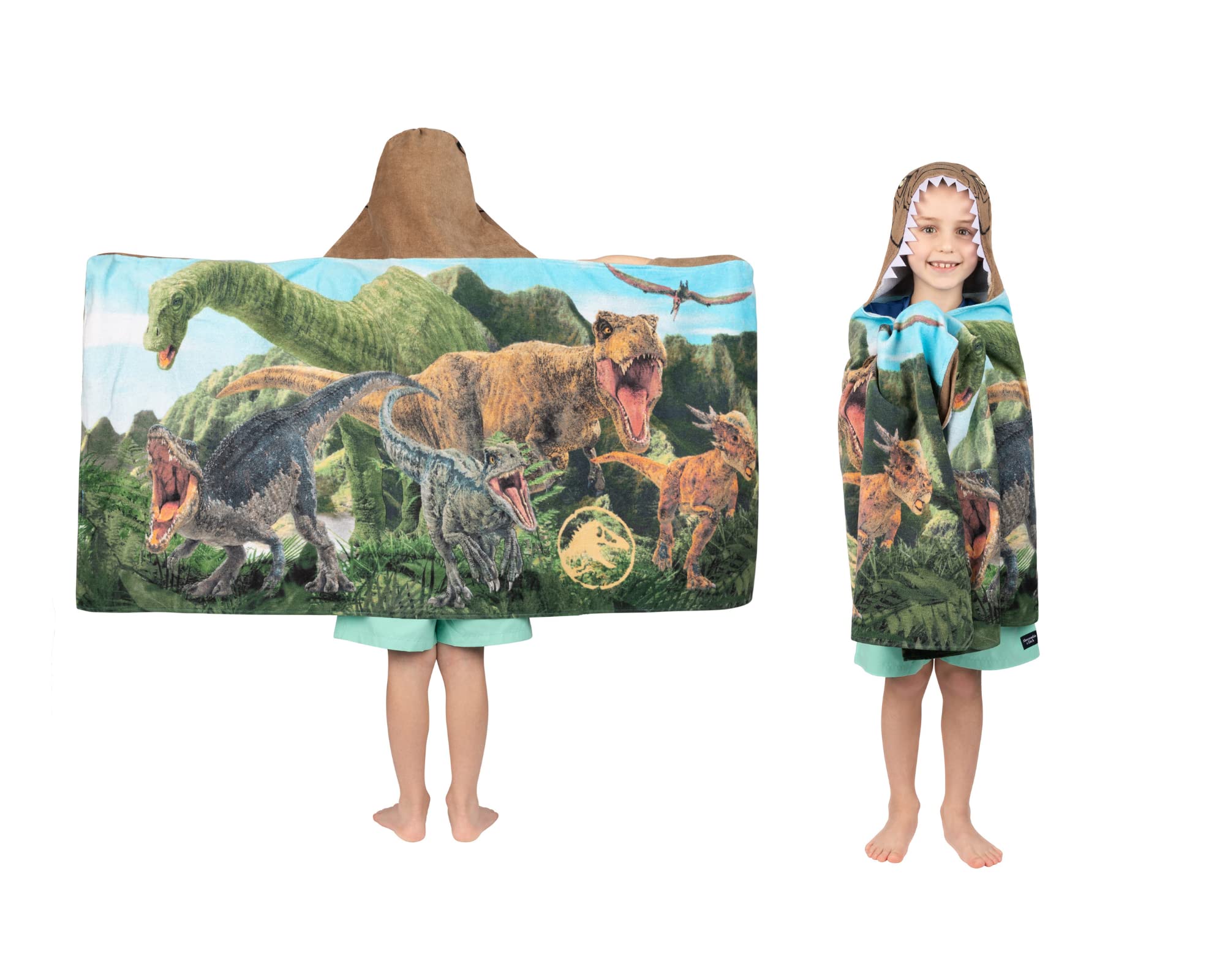 Photo 1 of Jurassic World Dominion Soft Bath/Pool/Beach Cotton Terry Hooded Towel Wrap, 24 Inches x 50 Inches, By Franco Kids