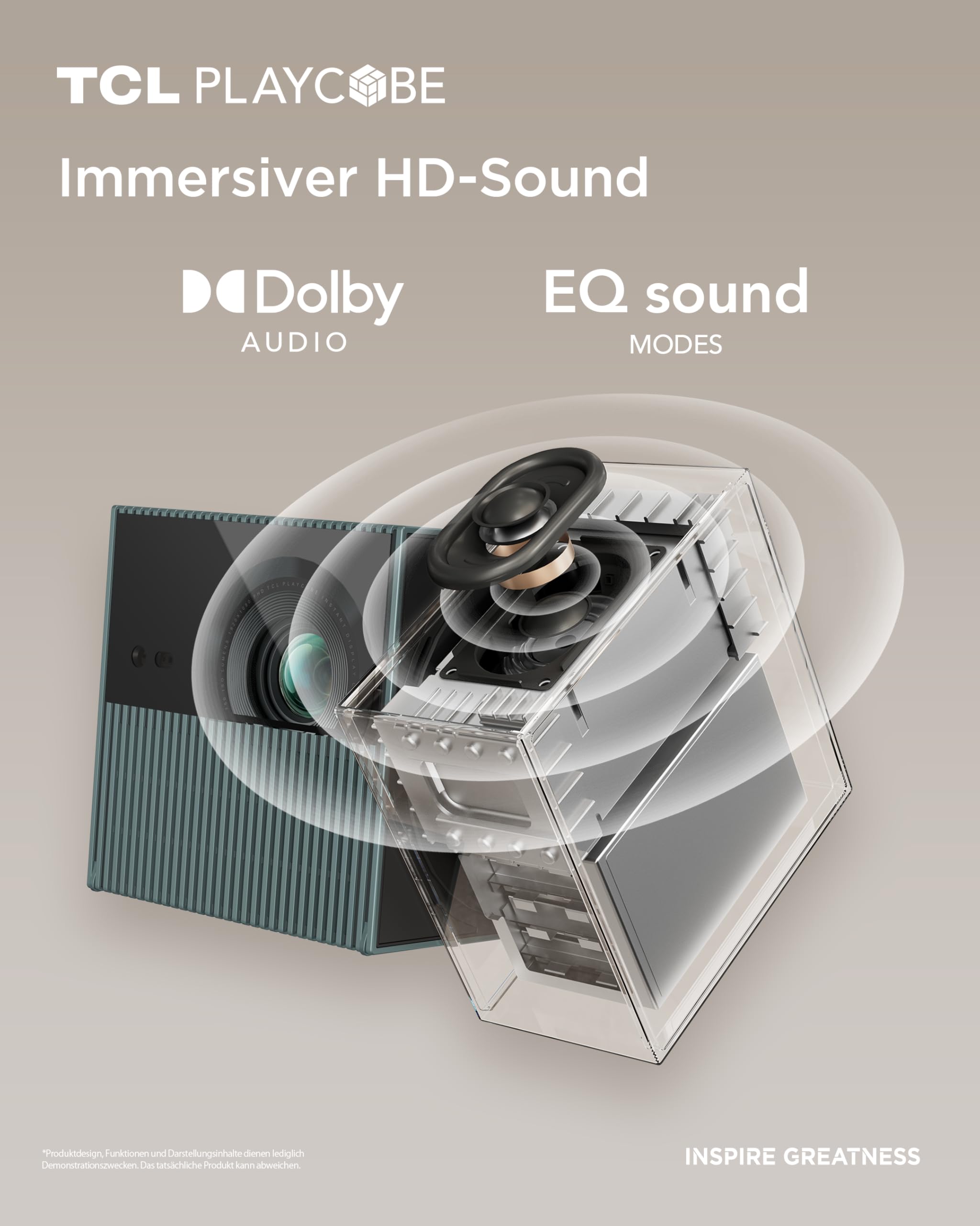 TCL PlayCube DLP Mini Beamer 4K mit Akku, 750 ISO Lumen, Integriertes Offizielles Google TV/Netflix/APV, Autofokus, 6D Trapezkorrektur, Bluetooth und WiFi, DolbyAudio, für Außenprojektion und Heimkino 7