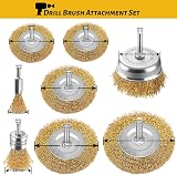Aongray Wire Wheel Cup Brush Set 8 Pc 1/4 Inch Shank Drills Copper Wire view 2