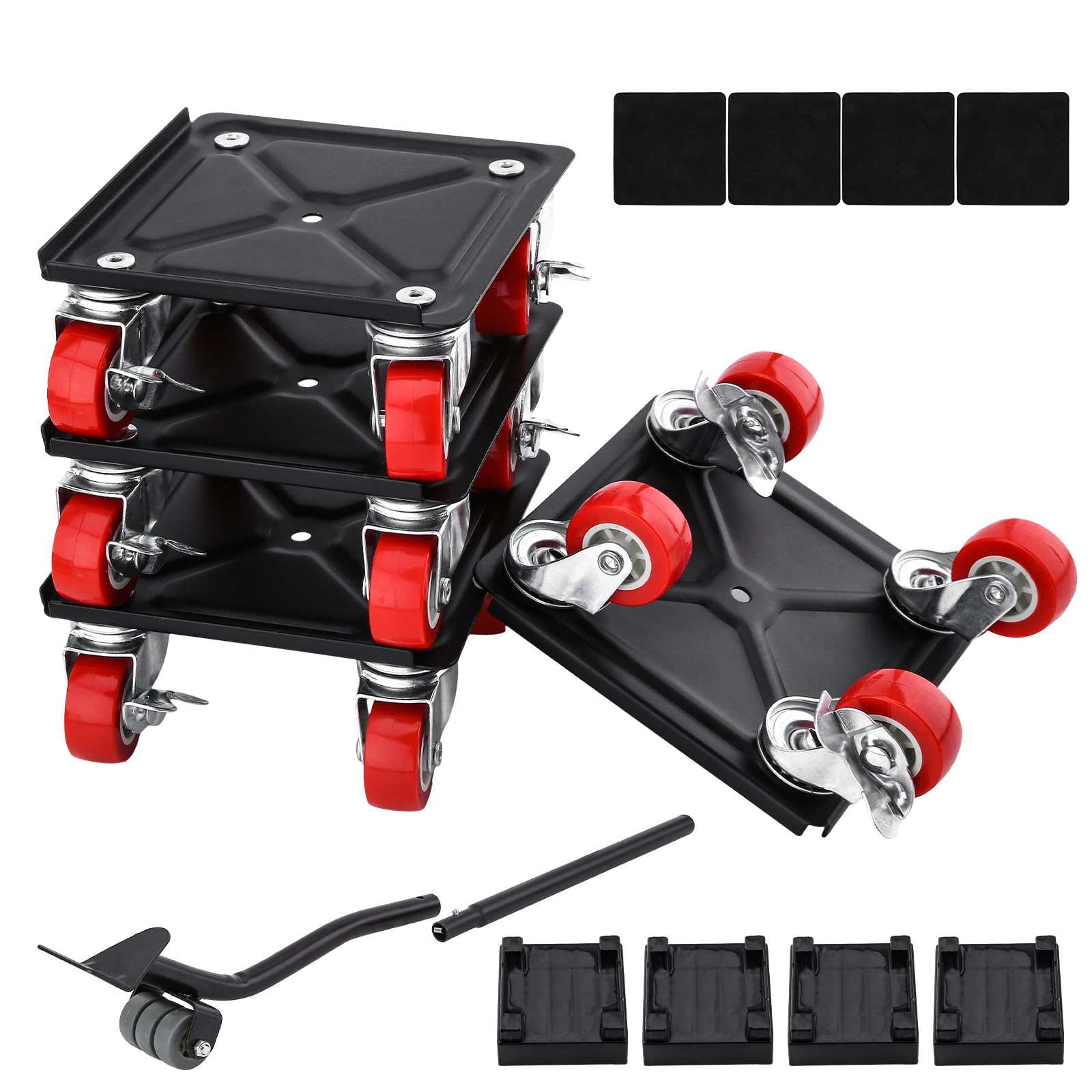 LESOLEIL Furniture Moveing Wheels with Furniture Lifter Set, Heavy Duty Carbon Steel Furniture Sliders, Furniture Moving Dolly for Refrigerator Sofa Cabinet, 1000Kg Capacity