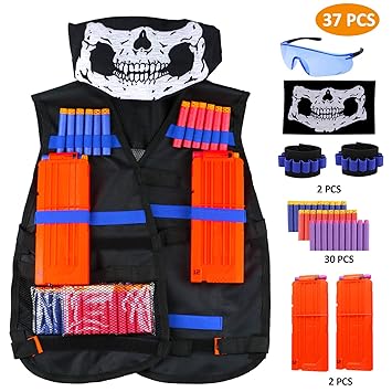 WisFox Taktische Weste Jacke Set Nerf N-Strike Elite Set, Nerf Weste,Taktische Weste, Nerf Zubehör Set Kids Tactical Vest mit