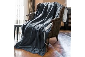 Mlivrom Heated Throw Blanket with 1-9 hrs Timer Auto-Off & 8 Heating Levels,Flannel Electric Blanket Throw ETL Certification,Machine Washable Full Body Warming Blankets