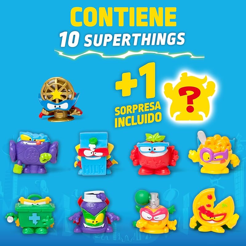 SUPERTHINGS KAZOOM Power Battle – Pack de 10. Contiene 10 SuperThings (Incluye 1 Figura Sorpresa y 1 capitán Dorado). Pack 1 de 2