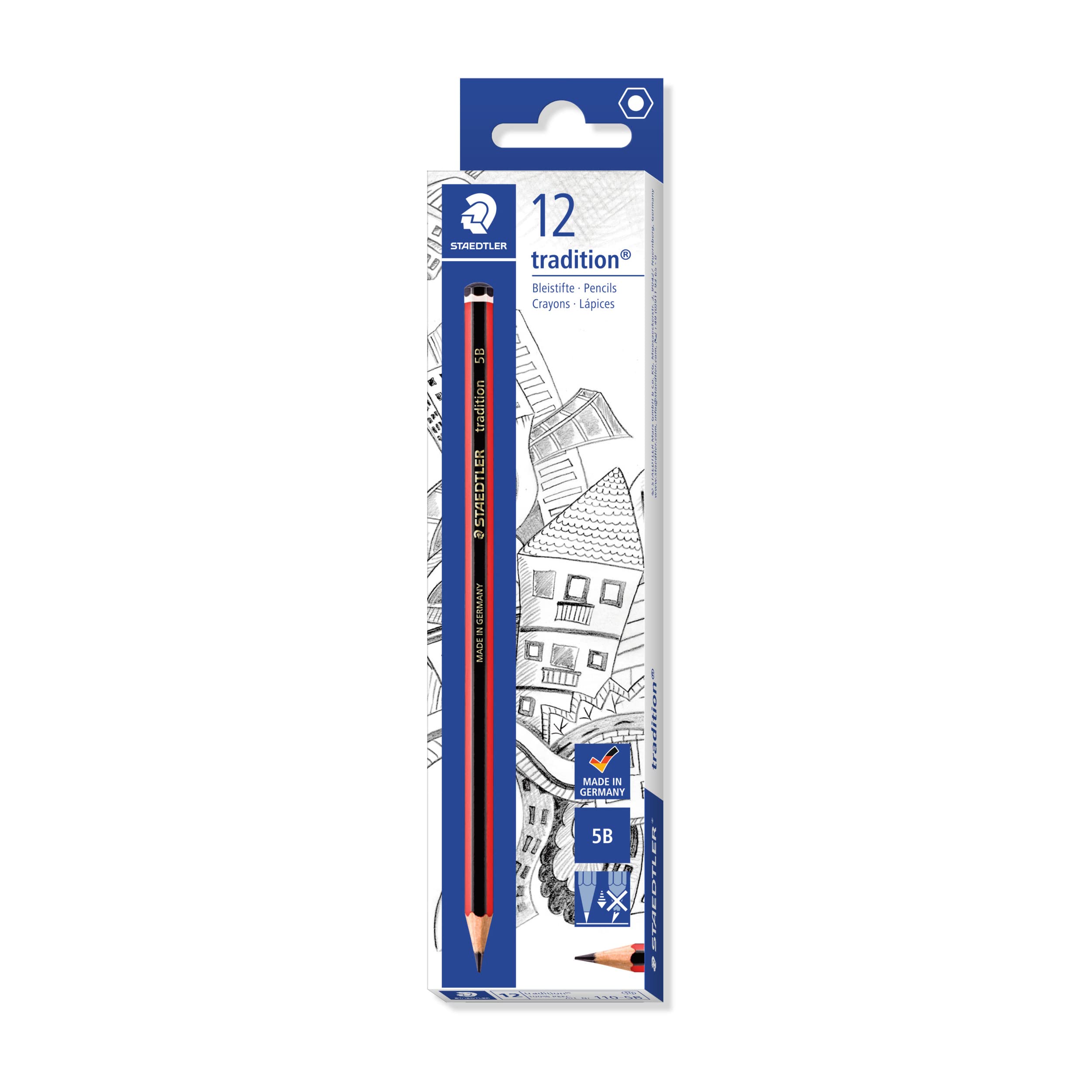 STAEDTLER 110-5B Tradition Graphite Pencil for Drawing & Sketching - 5B (Box of 12)