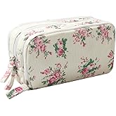 OZAOZ Big Capacity Pencil Case Pen Pouch Corduroy Pencil Bag Multiple Pockets Sturdy Zipper Cute School Supplies Pen Bag Organizer For Girls Kids (C Pink flower)