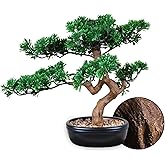 Artificial Bonsai Tree 16" Tall with Realistic Wood and Ceramic Pot, Fake Plants for Home, Bedroom and Office Desk, Japanese Decor