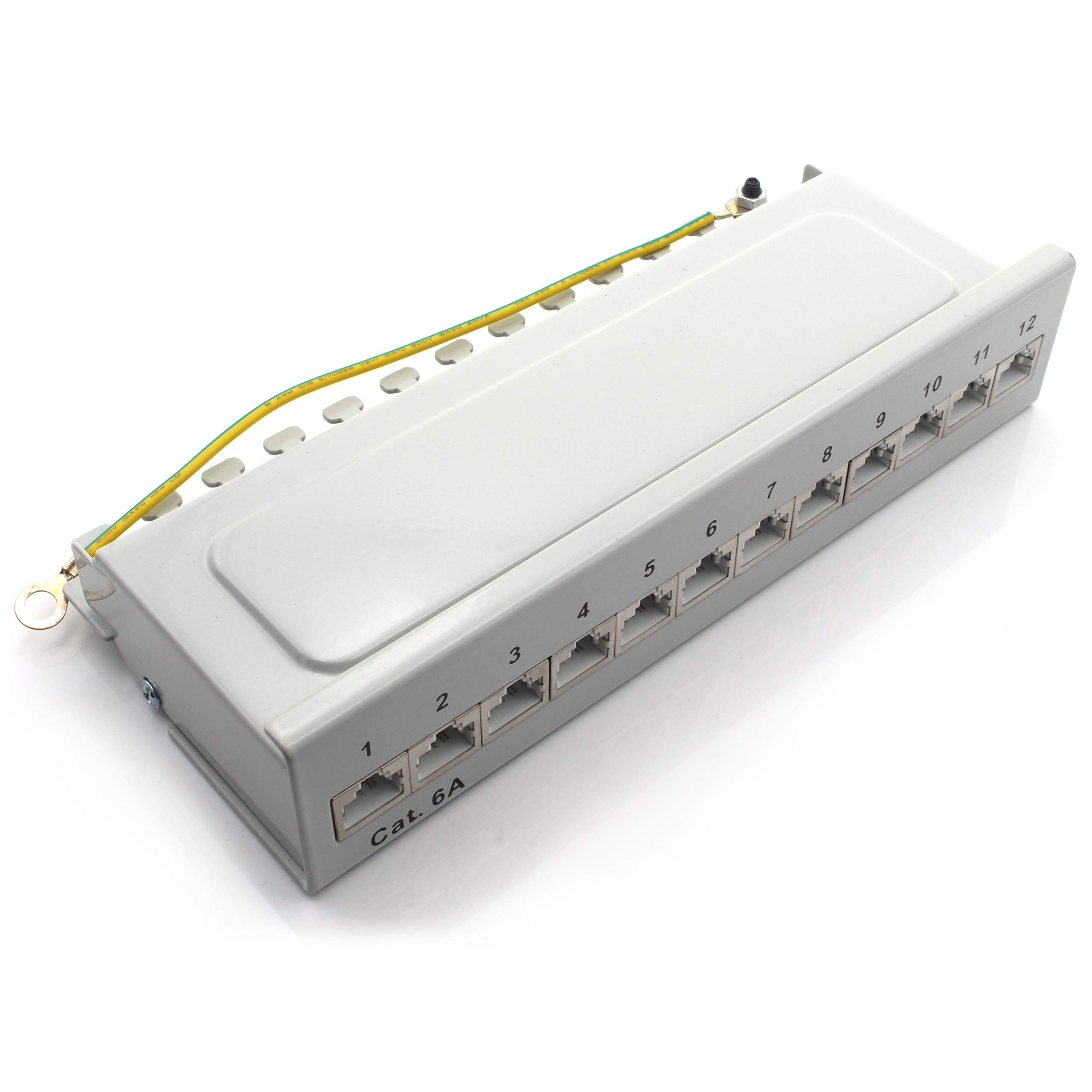 1aTTack.de 367467 Patch panel CAT6a 12 port white distribution panel LSA+ connection technology network distribution - RJ45 - TIA 568 A/B - white