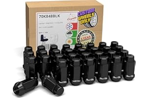 Wheel Accessories Parts 32 Pcs M14x1.5 14x1.5 Thread Bulge Acorn 1.90" Long Lug Nuts Black Chrome 3/4" 19mm Hex Fits Chevy Silverado GMC Sierra 2500 3500 ｜ Ford F-250 F-350 ｜ Ram 2500 3500