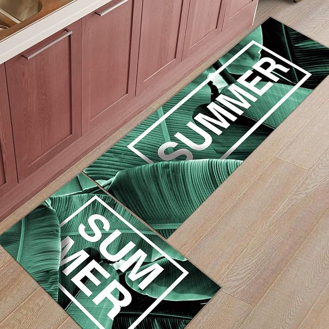 FAMILYDECOR - Alfombra de cocina para pisos con respaldo de goma