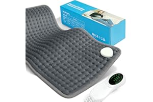 JESIDO Heating Pad for Back, Electric Heating Pad for Period Cramps Neck Shoulder Pain Relief, 12" x 24" Therapy Moist Heat Pads, Soft Machine Wash Fabric, FSA HSA Eligible, Auto Shut Off (Dark Gray)