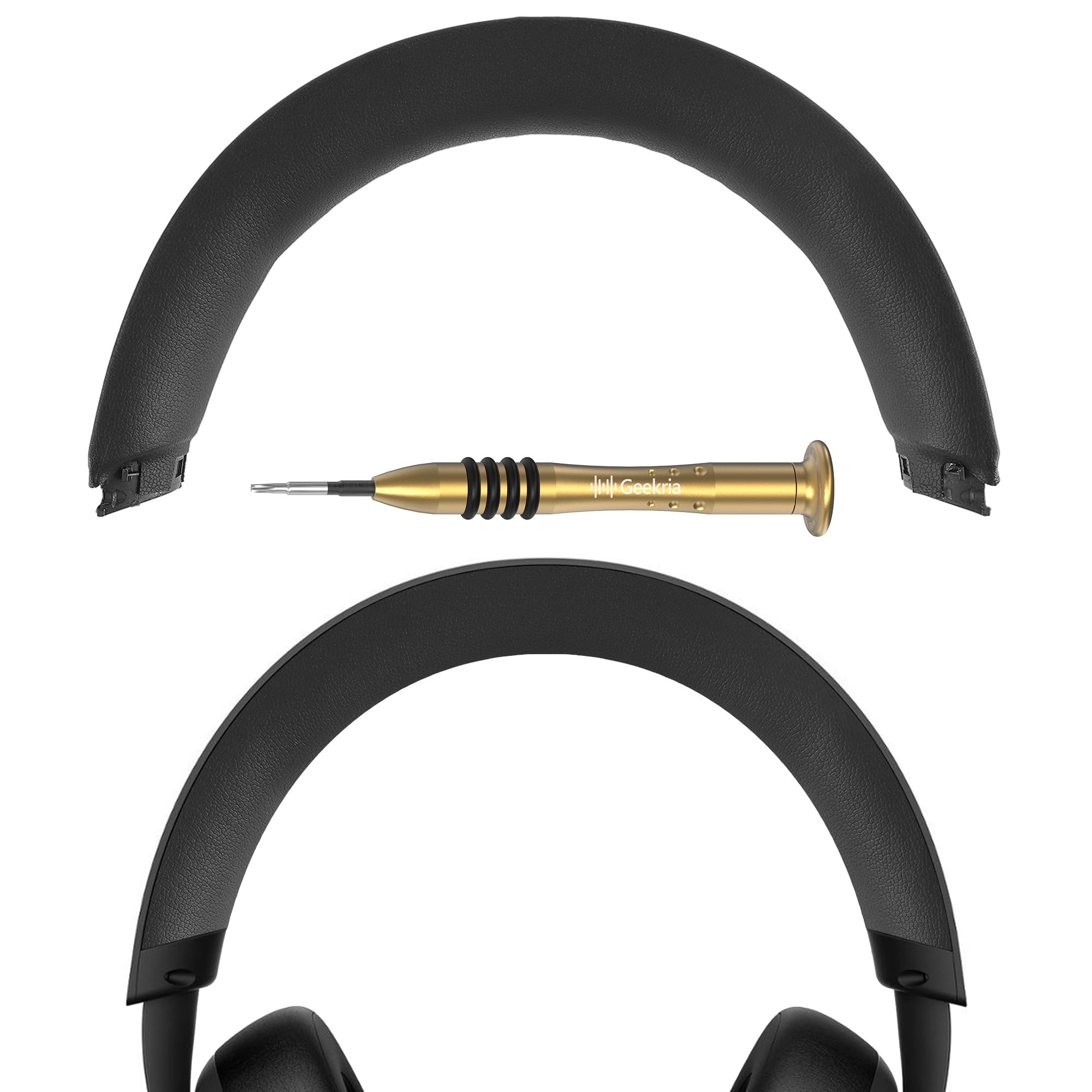 Geekria Protein Leather Headband Pad Compatible with Microsoft Xbox Wireless/Wired, Xbox Stereo 20th Anniversary Special Edition Headphones, Replacement Band Repair Part (Black)