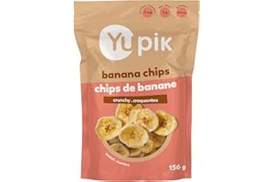 Yupik Sweetened Banana Chips, 156 g, Gluten-Free, Kosher, Dried Fruits, Sweet Crunchy Snacks, Lightly Sweetened Dried Banana 