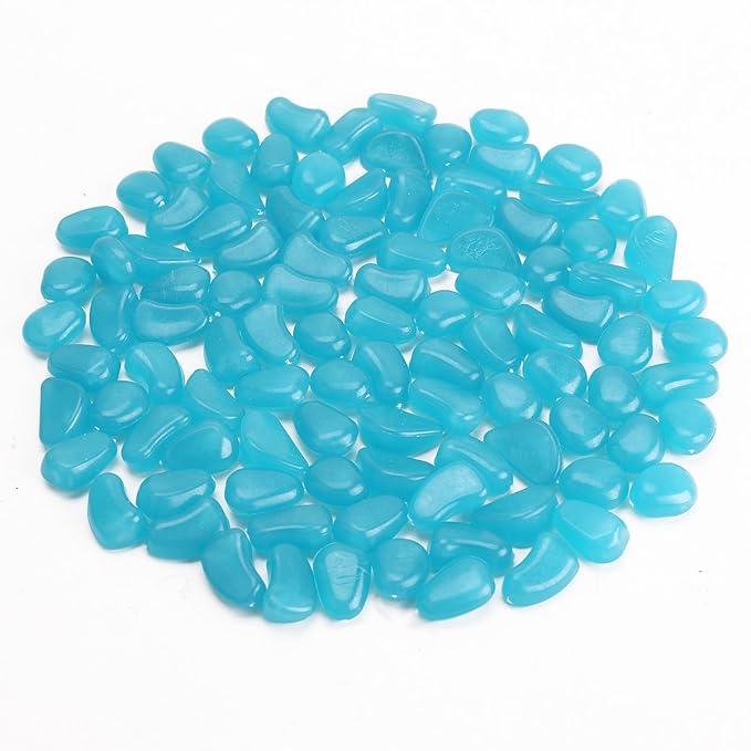 250g ca. 100 St. Blau Leuchtsteine Leuchtkiesel leuchtende Kiesel Aquarium Garten Deko
