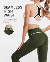 CAMBIVO Yoga Pants Women High Rise Leggings with Pockets Green view 5