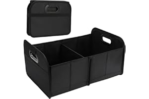 TK-YBX1ZSQ Car Trunk Organizer, Collapsible, Black, 18.5" x 12.99" x 9.05", 35L, 2 Compartments, Minimalist Style, Unisex, Automotive Trunk Organizers