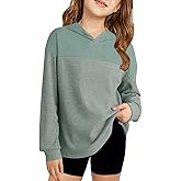 PRETTODAY Girls Hoodies Casual Waffle Knit Long Sleeve Color Block Sweatshirts Casual Lightweight Pullover Tops