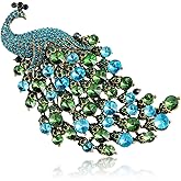 YKEBVPW Peacock Brooch Large Pin for Women Exquisite Crystal Bird Brooches Fashion Lapel Pins Elegant Jewelry Dresses Wedding Birthday Exaggerated Broach
