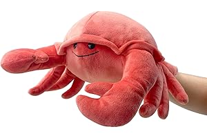 JUSTQUNSEEN Hand Puppet Crab Puppet,13" Crab Puppet Animal Puppets for Kids Realistic Plush Puppet Stuffed Crab Toys, Crab Hand Puppet with Moveable Mouth Puppet Role Play Teaching