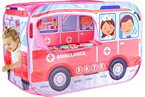 Kids Play Tent Pops-Up Vehicle-Shape Kids Play Tent with Door Flip & Top Opening Car Toddler Playhouse with Wire Frame for Gi