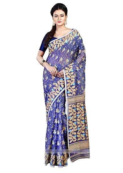 Buy Rlb Fashion Women S Cotton Silk Handloom Dhakai Jamdani Saree Light Blue At Amazon In