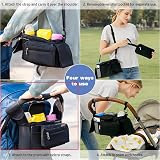 Tyuodna Baby Pram Bag Stroller Organiser with 2 Insulated Cup Holders Black view 4