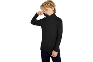 Boyoo Boy's Ribbed Turtleneck Cable Knitted Sweater Slim Fit Pullover Sweater for Kids 4-13 Years