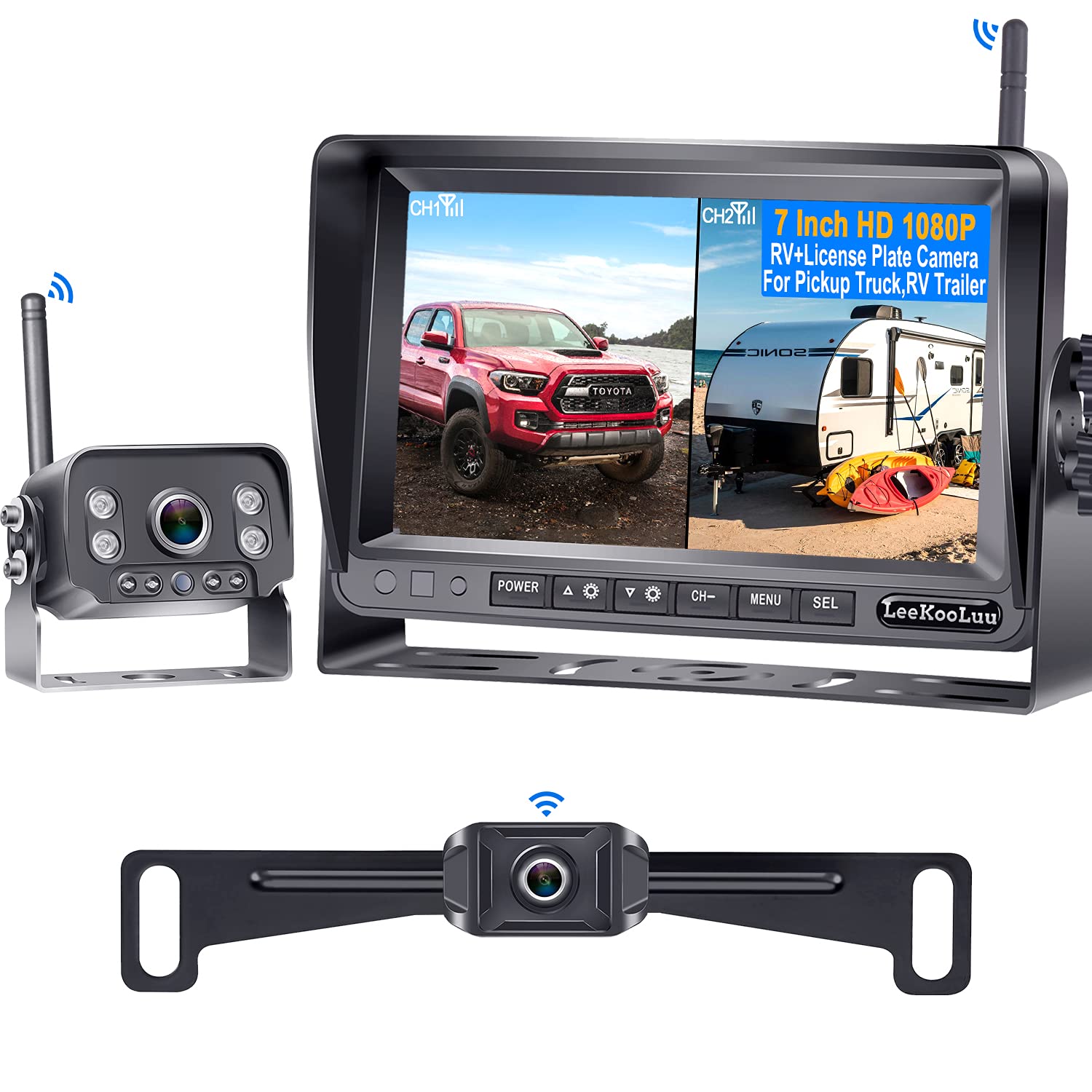 Buy LeeKooLuu HD Digital Wireless Dual Backup Camera 7'' Monitor Split