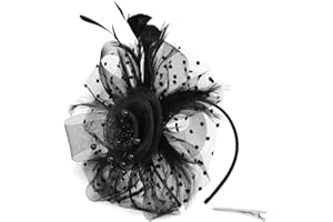 LERTREE Womens Fascinators Pillbox Hat Tea Party Cocktail Headband Banque Wedding Hair Clip Black