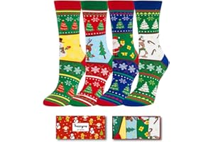 HAPPYPOP Christmas Socks for Kids - Unisex Xmas Sock Gift Ideas for Teen Girls Boys 4 Pack