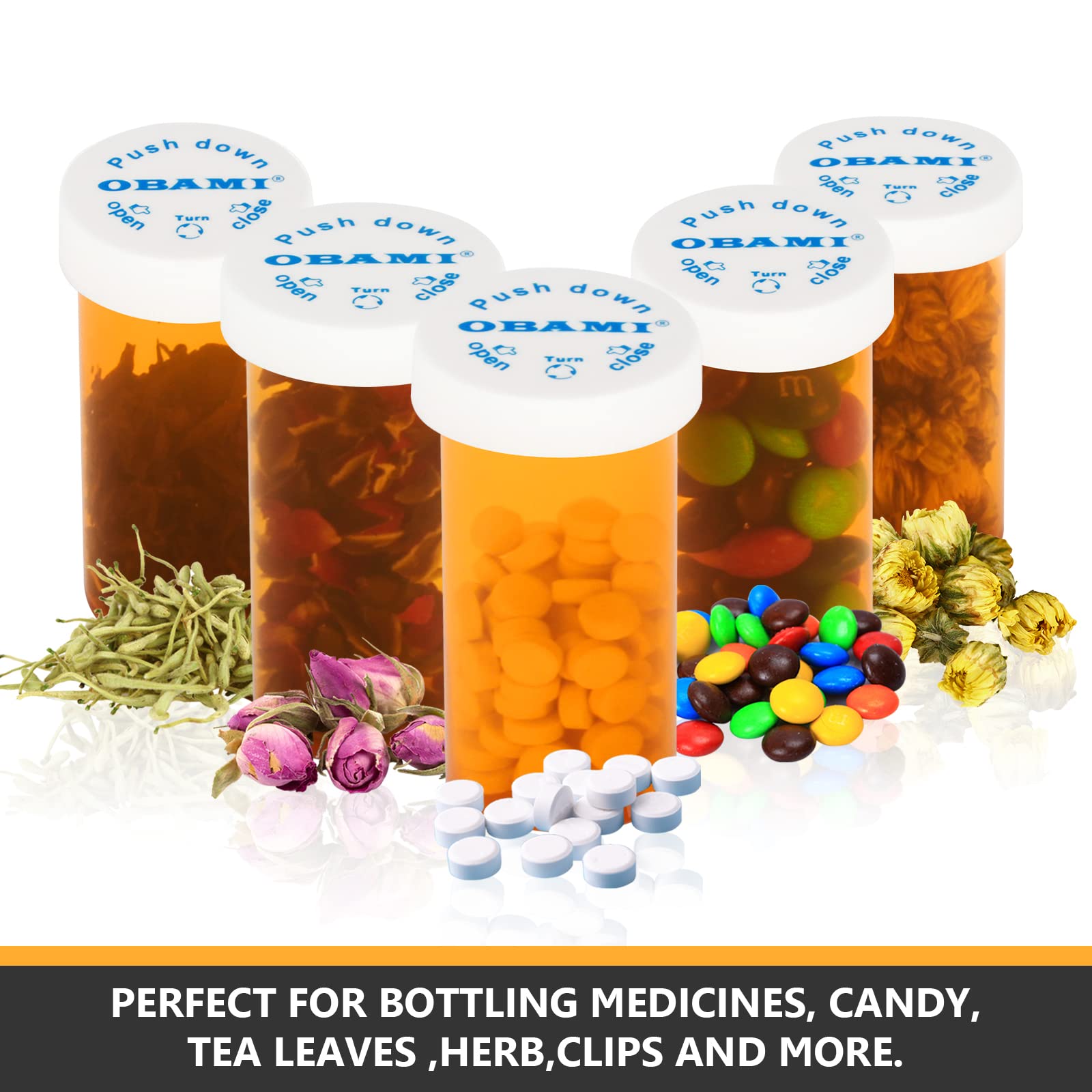 Plastic Medicine Pill Bottles with Child Resistant Caps - Push Down and Turn - Prescription Vial, Medicine Container, Pill Cases Dispenser Organizers (12pcs, 8 Dram)