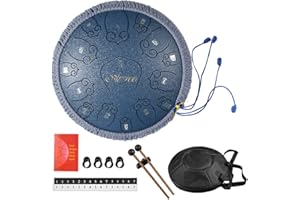 AETOO Steel drum tongue 14 inchs 15 notes D major Percussion instrument Carry bag (Dermatoglyph navy blue) …