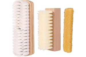 3pcs Suede Shoe Brush and Eraser Kit, Professional Suede & Nubuck Rubber Cleaning Cleaner Brushes with Wood Handle for Shoes 