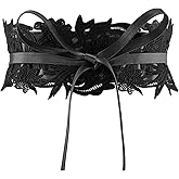 Ayliss Women's Lace Waist Belt Obi Bowknot Cinch Wide Belt Bow Tie Wrap Boho Corset Dress Waist Band Pu Leather