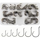 Circle Hooks Saltwater Fishing Hooks 2X Strong Offset Circle Hooks Black High Carbon Steel Catfish Fishing Hooks Freshwater Fish Hooks
