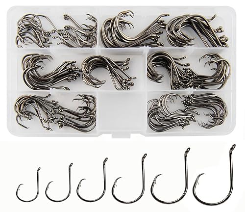 150PCS Fishing Hooks Circle Hooks, 2X Strong High Carbon Steel Freshwater  Saltwater Octopus Catfish Hooks Offset Bulk Fishing Hooks Set #1 1/0 2/0  3/0