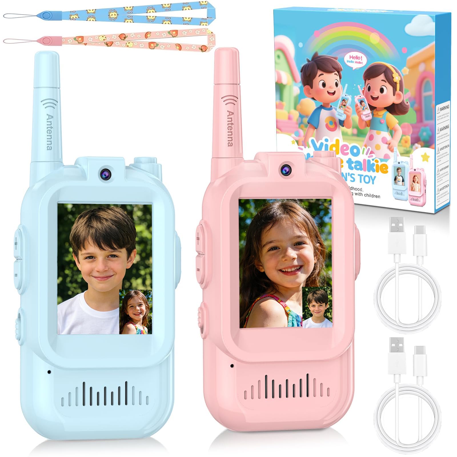 Video Walkie Talkies Kids Toys for 3-8 Year Old Boys and Girls Gifts, Birthday Easter Gifts for Kids 5 6 7 8 9 Year Olds, Visual Walky Talkie Kid Long Range, Outdoor Children Toys