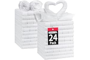 HOMERHYME White Washcloths 24 Pack, Microfiber Face Cloths, Soft Bulk Makeup Fingertip Towels, Lint Free Quick Dry Absorbent 