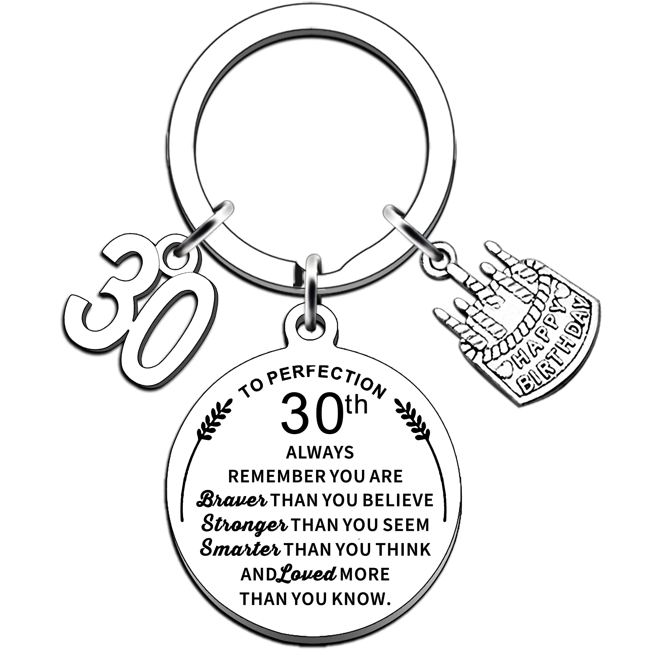 AMZQ Birthday Keyring Birthday Gifts for Women Men Boys Girls Inspirational Keychain Gifts for Family (30th)