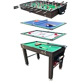 KICK Quad 48" 4-in-1 Multi Game Table | Foosball, Billiards/Pool, Glide Hockey &amp; Ping Pong