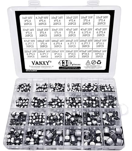 BOJACK 10 Values 180 Pcs 1uF ~ 1000uF SMD Aluminum Electrolytic