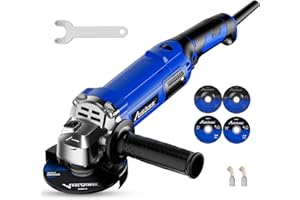 AVID POWER Angle Grinder 4-1/2 Inch 8.0 Amp 1000W Electric Grinder Tool 7-Variable-Speed Metal Grinder, 11,500 RPM, Paddle Switch with Lock-on Button, Cutting & Grinding Wheels and Side Handle - Blue