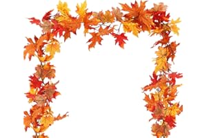 COLMOXY 2 Pack Fall Garland Maple Leaf, 5.9Ft/Piece Hanging Vine Garland Artificial Autumn Foliage Garland Thanksgiving Decor for Fall Indoor Outdoor
