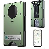 Anti-Theft Tracking Wallet,RFID-Blocking Card Holder -Front Pocket Wallet with Money Clip, Slim Wallet For Men-Minimalist Air Wallet Build in Airtag Chip Compatible with Apple Find My iOS Only (Green)