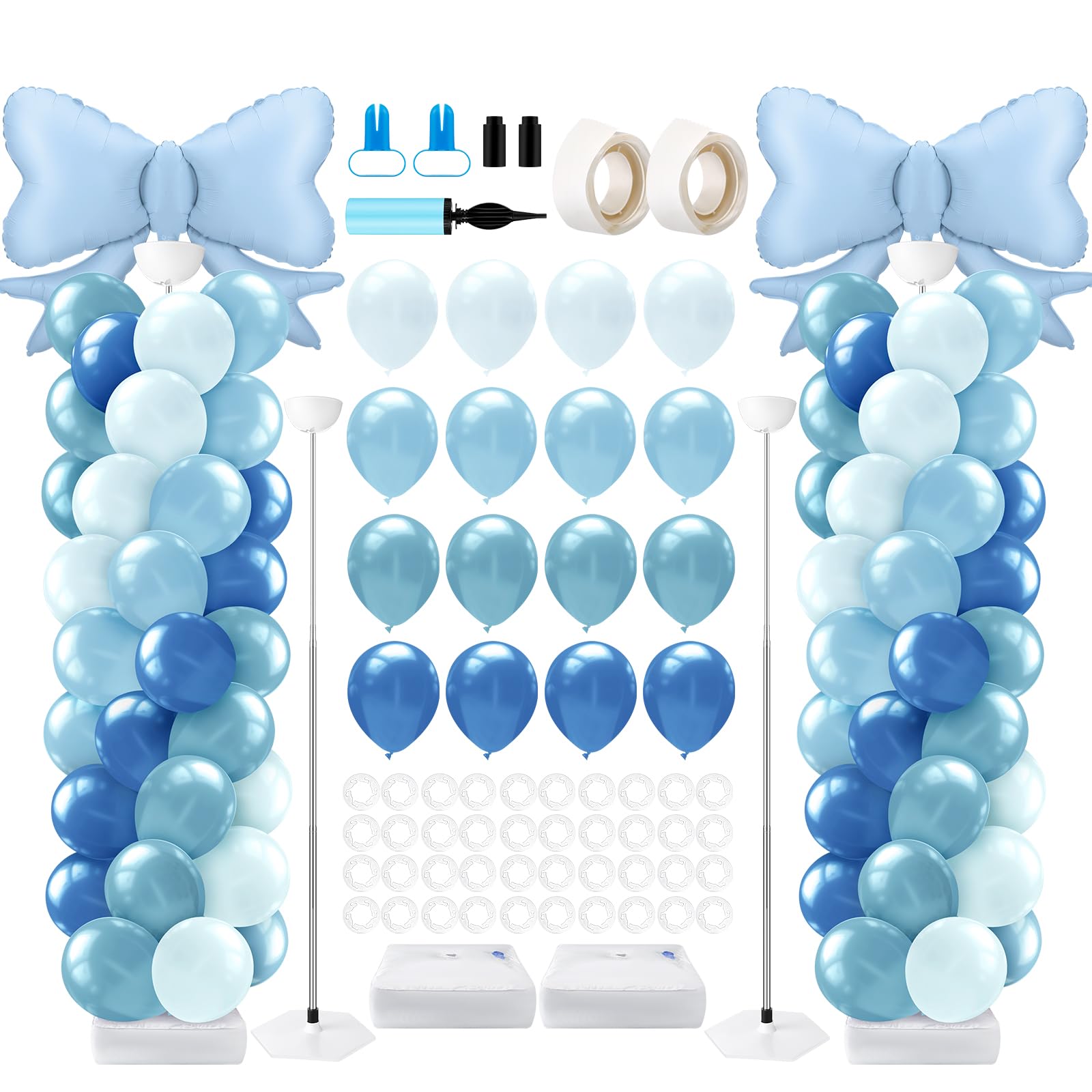 Photo 1 of Kasyat Dusty Blue Bow Balloon Column Stand Kit Retro Baby Blue Balloon Arch Garland Kit Bow Decor for Boy Baby Bridal Shower Birthday Wedding Party Coquette Decorations